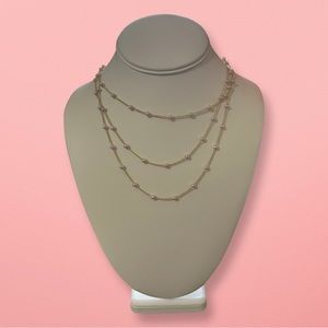 Three Layered Pearl Gold Necklace